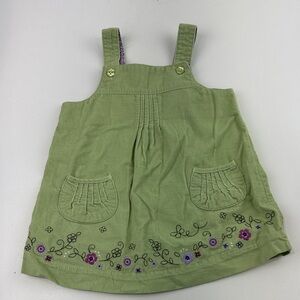 Carter's Green Corduroy Jumper with Floral Embroidery